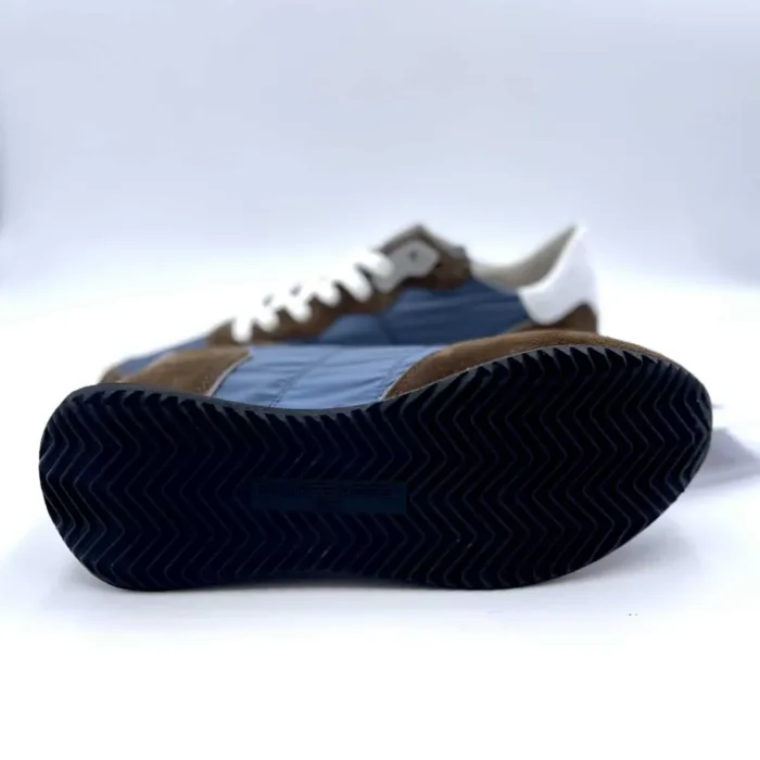 Sneakers Uomo Philippe Model in tela Blu con inserti di camoscio Marroni e Spoiler Bianco art. TZLU W109, foto 5 di 5