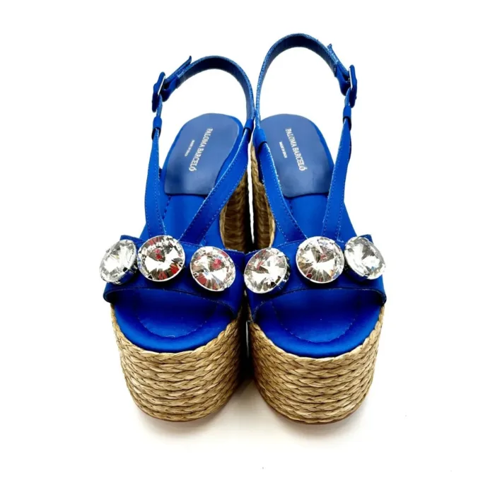 Sandali Paloma Barcelò Blu con tacco in corda alto 10cm  e pietre 392355 EMILIE, foto 3 di 4