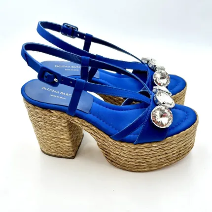 Sandali Paloma Barcelò Blu con tacco in corda alto 10cm  e pietre 392355 EMILIE