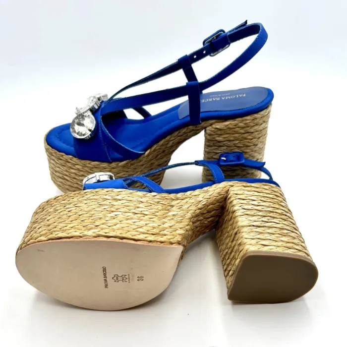 Sandali Paloma Barcelò Blu con tacco in corda alto 10cm  e pietre 392355 EMILIE, foto 4 di 4