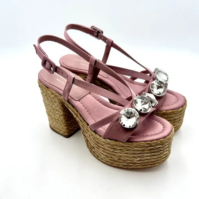 Sandali Paloma Barcelò Rosa con tacco in corda alto 10cm  e pietre 392355 EMILIE, foto 2 di 4