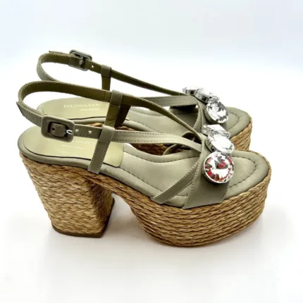 Sandali Paloma Barcelò Verdi con tacco in corda alto 10cm  e pietre 392355 EMILIE