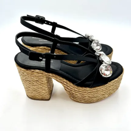 Sandali Paloma Barcelò Neri con tacco in corda alto 10cm  e pietre 392355 EMILIE