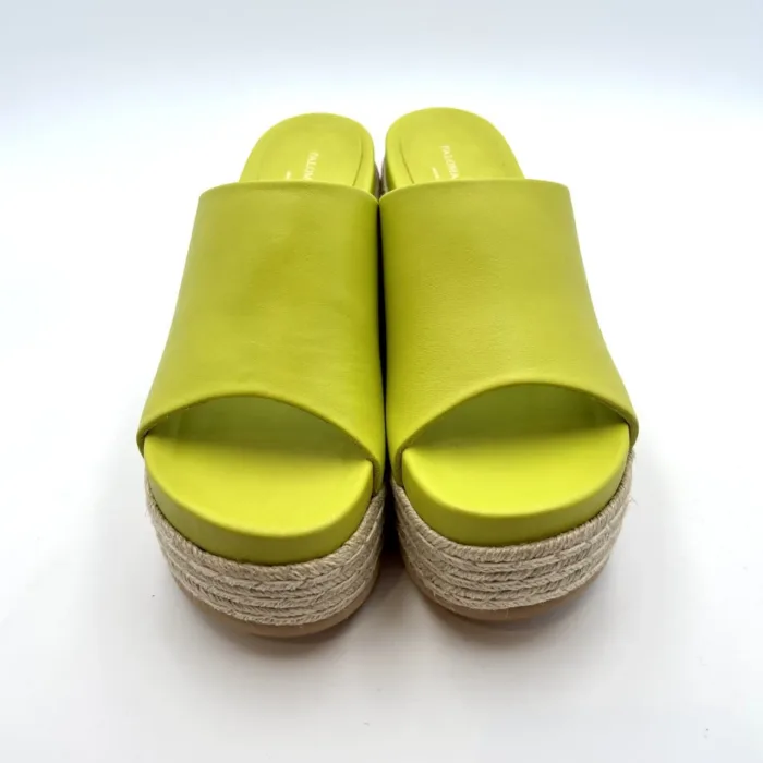 Sandali con zeppa in corda Paloma Barcelò  pelle Verde Lime alta 9cm Plateau 3cm art. 152327 SELENE, foto 3 di 4
