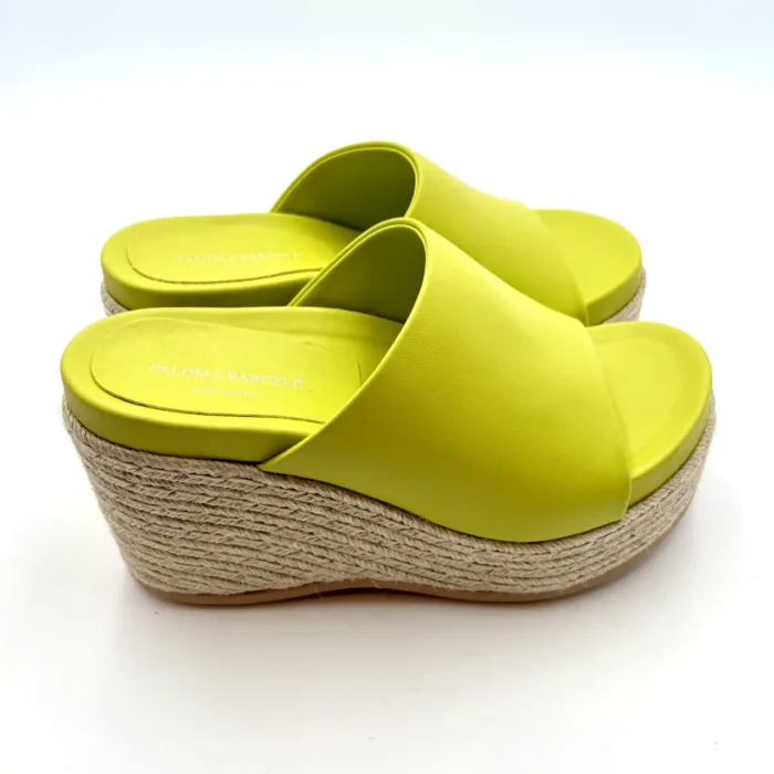 Sandali con zeppa in corda Paloma Barcelò  pelle Verde Lime alta 9cm Plateau 3cm art. 152327 SELENE, foto 1 di 4