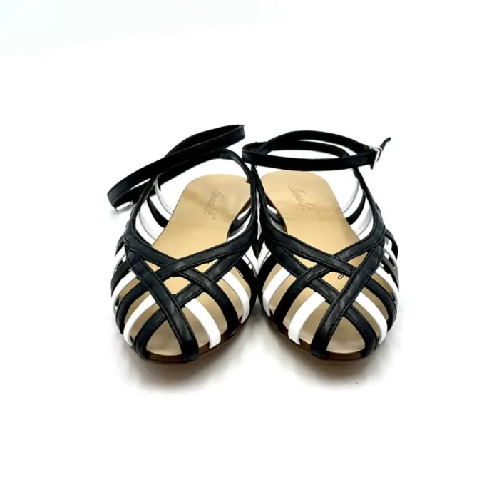 Sandalo Ragnetto Anna F in nappa Bicolor Bianco/Nero art. 513, foto 3 di 3