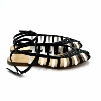 Sandalo Ragnetto Anna F in nappa Bicolor Bianco/Nero art. 513