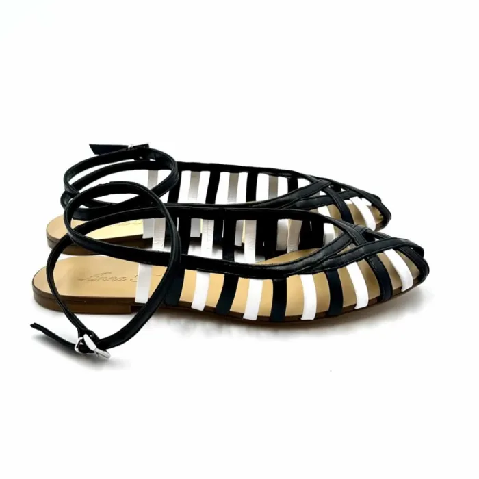 Sandalo Ragnetto Anna F in nappa Bicolor Bianco/Nero art. 513, foto 1 di 3