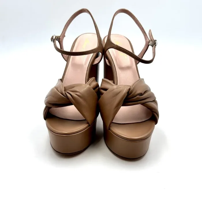 Sandalo Anna F in nappa Camelia con tacco 12 cm e plateau 4 cm art. 3683, foto 3 di 3