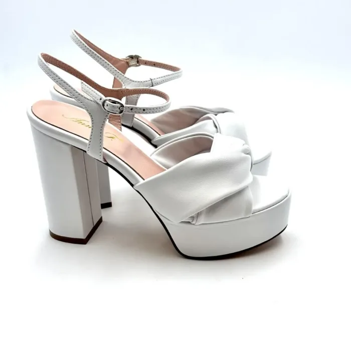 Sandalo Anna F in nappa Bianca con tacco 12 cm e plateau 4 cm art. 3683, foto 1 di 3