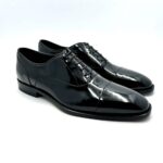 Francesina Oxford Doucal's Uomo in pelle lucida vernice Nera con fondo Nero art 3164 - immagine 2