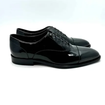 Francesina Oxford Doucal's Uomo in pelle lucida vernice Nera con fondo Nero art 3164