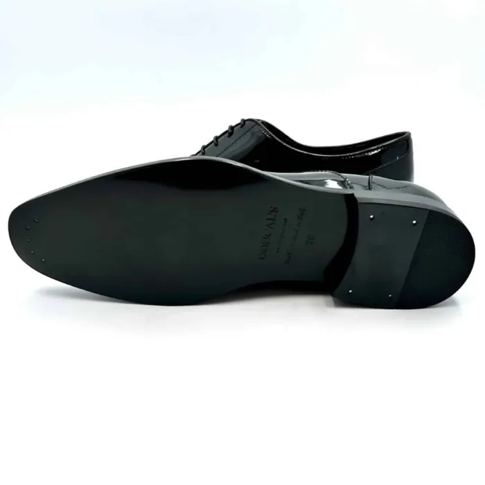 Francesina Oxford Doucal's Uomo in pelle lucida vernice Nera con fondo Nero art 3164, foto 4 di 5