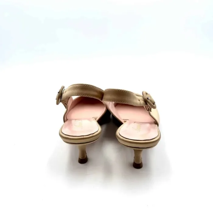 Decolletè Slingback Anna F in raso Champagne e tacco 5 cm art. 1124, foto 4 di 5