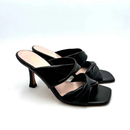 Sabot Mules Anna F in nappa Nera e tacco 8 cm art. 3417