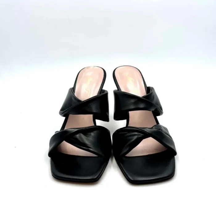 Sabot Mules Anna F in nappa Nera e tacco 8 cm art. 3417, foto 2 di 5