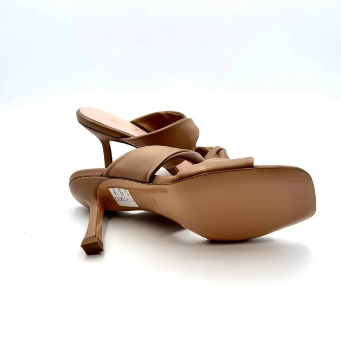 Sabot Mules Anna F in nappa Camelia e tacco 8 cm art. 3417, foto 3 di 5