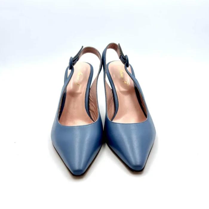 Decolletè Slingback Anna F in Nappa Cielo e tacco 8 cm art. 1302, foto 2 di 5