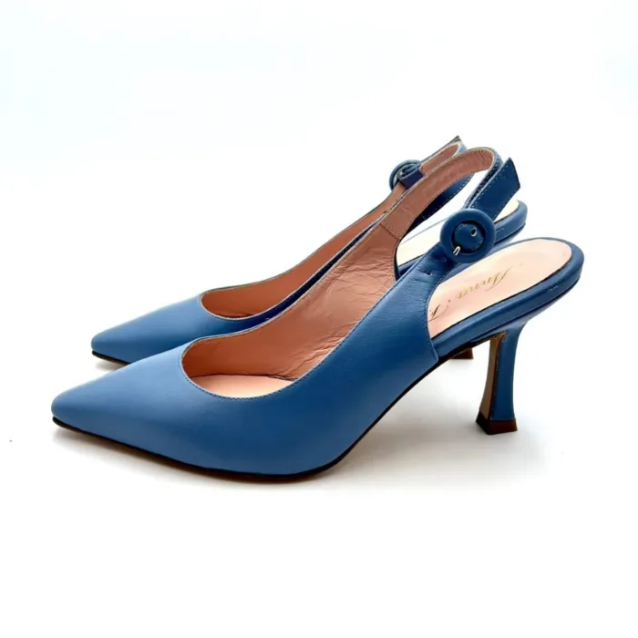 Decolletè Slingback Anna F in Nappa Cielo e tacco 8 cm art. 1302, foto 3 di 5
