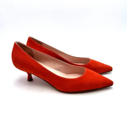 Decolletè Anna F in Camoscio Arancio Corallo e tacco 5 cm art. 7370