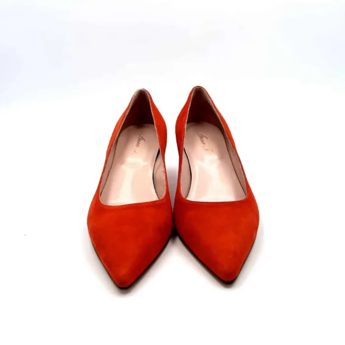 Decolletè Anna F in Camoscio Arancio Corallo e tacco 5 cm art. 7370, foto 2 di 5
