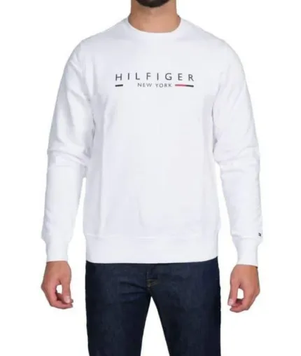 Felpa senza cappuccio Uomo Tommy Hilfiger Bianco con Logo cod. MW0MW29324YBR