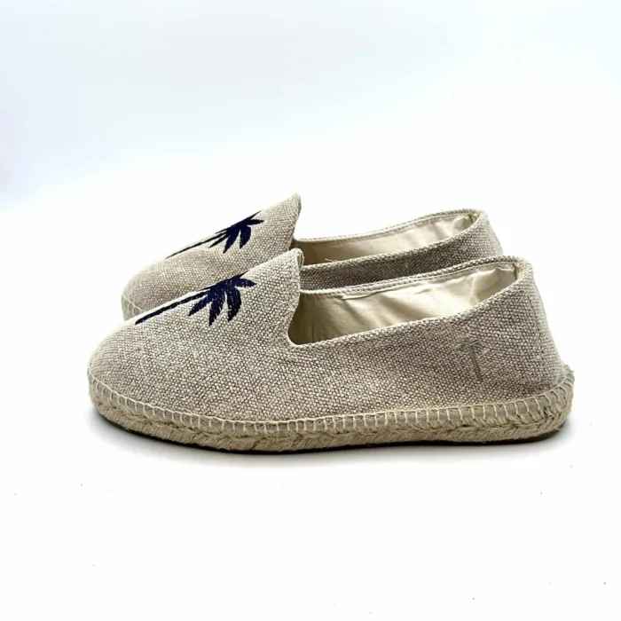 Espadrilles Uomo Organic Hemp Flat Manebi in cotone Naturale e Palma Blu, foto 3 di 5