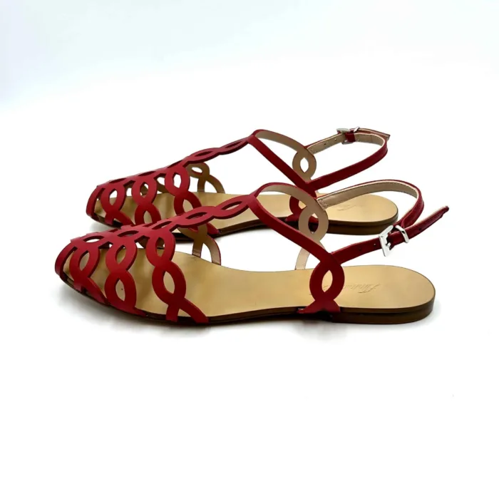 Sandalo Ragnetto Anna F in Pelle Rossa art 3628, foto 3 di 5