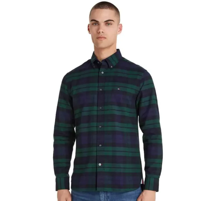 Camicia Tommy Hilfiger  in cotone a quadri Blu/Verde art. MW0MW29185 0MS, foto 3 di 4