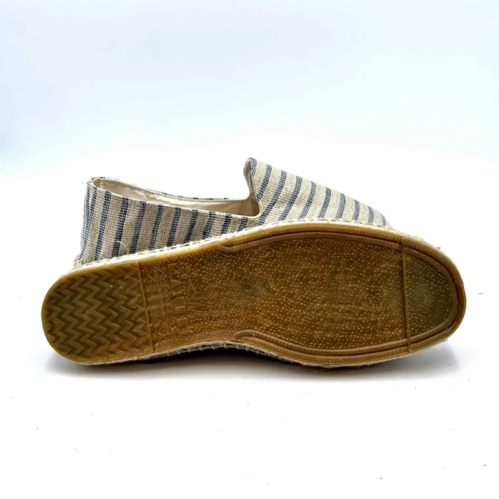 Espadrilles Uomo Stripped Jute flat portofino Manebi in Juta Naturale e Strisce Blu, foto 5 di 5