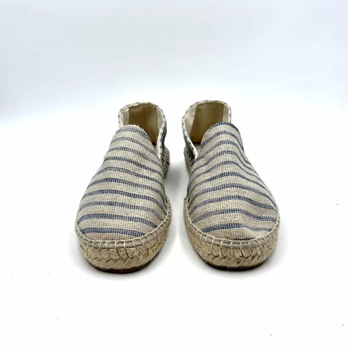 Espadrilles Uomo Stripped Jute flat portofino Manebi in Juta Naturale e Strisce Blu, foto 2 di 5