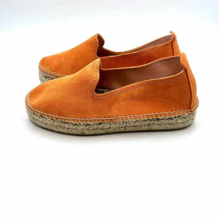Espadrilles Double Sole Manebi 4cm in camoscio Sunset Orange Arancione, foto 3 di 5