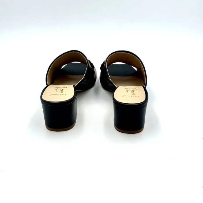 Sabot Mules Luca Grossi in pelle Blu, fibbia argenta e tacco alt. 5 cm  art. H753S, foto 4 di 5