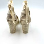 Zeppe Espadrilles in tela Panna con lacci alla caviglia, zeppa 9 cm e plateau 2 cm mod. COLIN COLOR MELANGE art. 11558773 - immagine 3