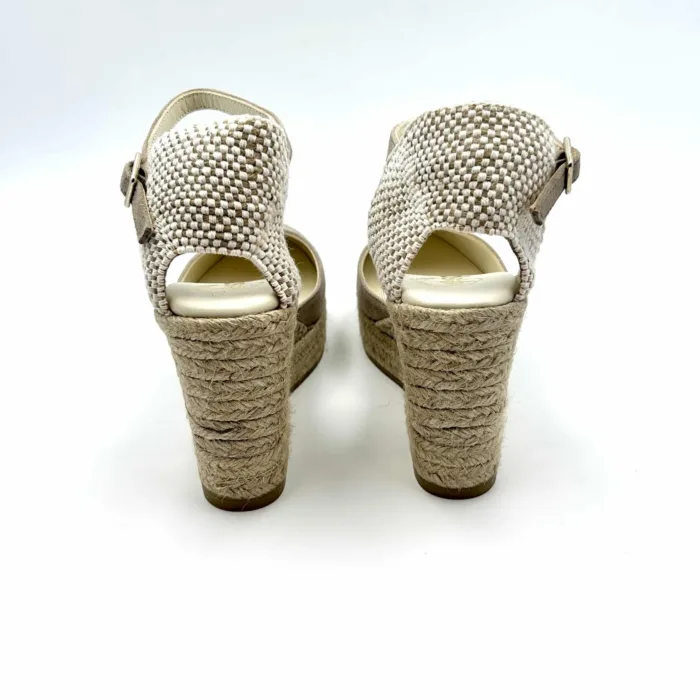 Zeppe Espadrilles in Camoscio Beige con cinturino alla caviglia, zeppa 9 cm e plateau 2 cm mod. AUDI ANTE KANGAROO art. 11558505, foto 5 di 5