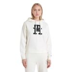 Felpa con cappuccio Donna Tommy Hilfiger Bianca con Monogramma TH applicato cod. WW0WW37441YBL