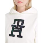Felpa con cappuccio Donna Tommy Hilfiger Bianca con Monogramma TH applicato cod. WW0WW37441YBL - immagine 3