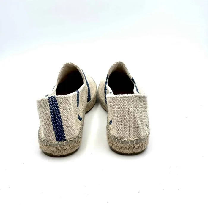 Espadrilles Uomo Coarse Woven Canvas flat Yucatan Manebi Avorio con strisce Blu, foto 4 di 5