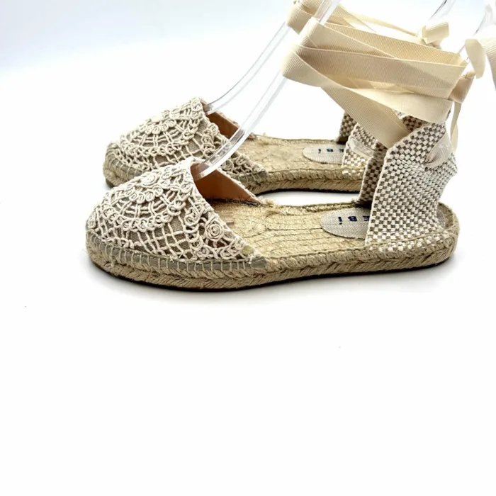 Espadrilles Valenciana Manebi con lacci in Cotone Crochet Natural Macramè, foto 2 di 5