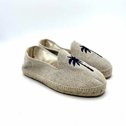 Espadrilles Uomo Organic Hemp Flat Manebi in cotone Naturale e Palma Blu