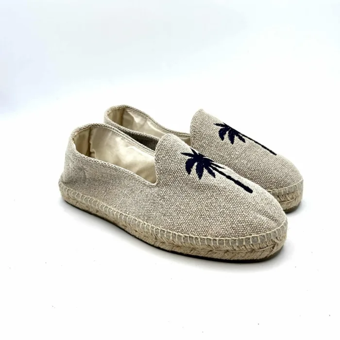 Espadrilles Uomo Organic Hemp Flat Manebi in cotone Naturale e Palma Blu, foto 1 di 5
