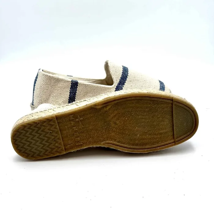 Espadrilles Uomo Coarse Woven Canvas flat Yucatan Manebi Avorio con strisce Blu, foto 5 di 5