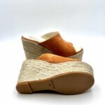 Zeppe Sabot Espadrilles in Camoscio Terracotta con zeppa 10 cm e plateau 4 cm mod. FLASH VELOUR art. 11558013 - immagine 5
