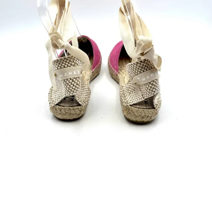 Espadrilles Valenciana Hamptons Manebi con lacci in camoscio Bold Pink Rosa, foto 3 di 5