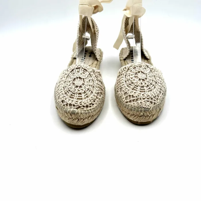 Espadrilles Valenciana Manebi con lacci in Cotone Crochet Natural Macramè, foto 3 di 5
