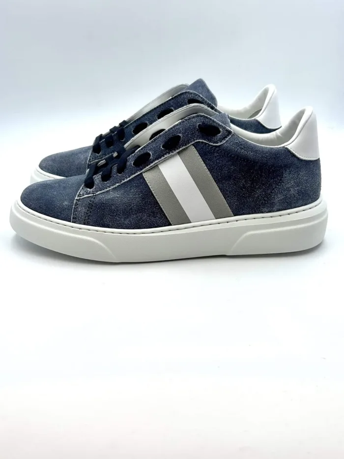 Sneakers Stokton Uomo in camoscio Blu denim art. 650, foto 3 di 5