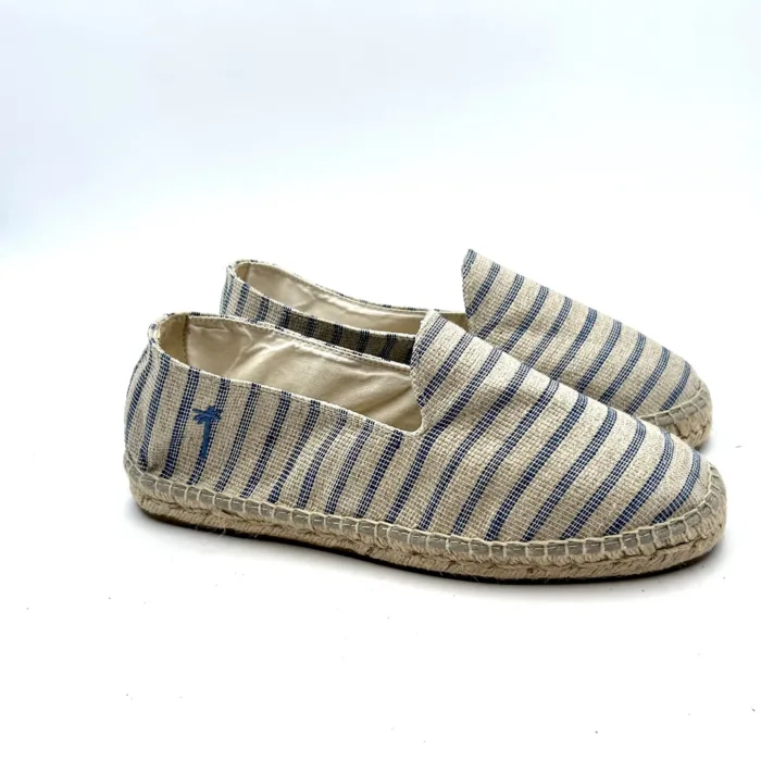 Espadrilles Uomo Stripped Jute flat portofino Manebi in Juta Naturale e Strisce Blu, foto 1 di 5