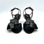 Sandalo Anna F in nappa Nera, Fiore in punta e tacco 6 cm art. 3666 - immagine 2