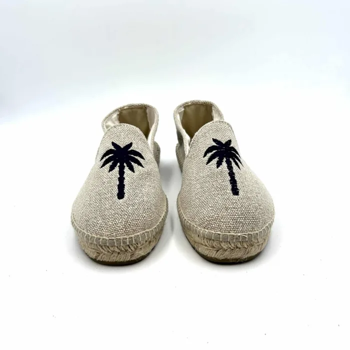 Espadrilles Uomo Organic Hemp Flat Manebi in cotone Naturale e Palma Blu, foto 2 di 5
