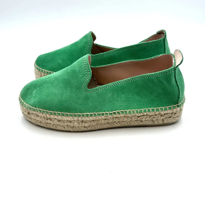 Espadrilles Double Sole Manebi 4cm in camoscio Palm Green Verde, foto 3 di 5
